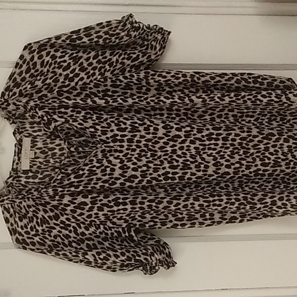 LOFT Cheetah Print Short Sleeve Blouse Sz M - Picture 3 of 6